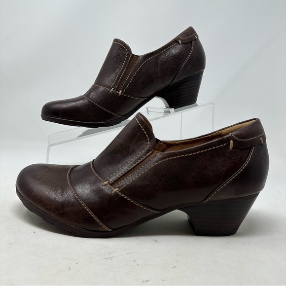 Söfft Shoes Womens 7.5M Brown Leather Upper Lining Slip On Block Heels Round Toe - Picture 6 of 16